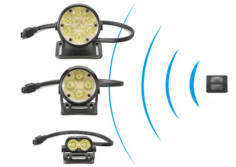 Several lamp heads, one transmitter